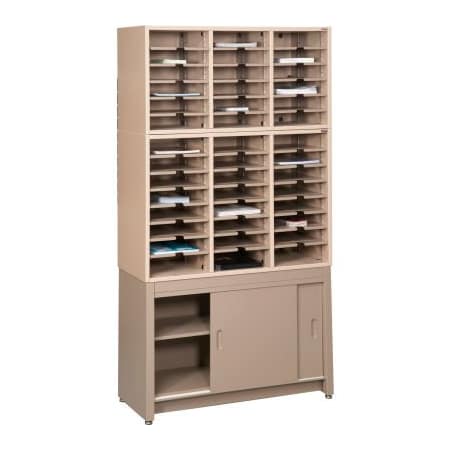 Datum Filing Systems Legal Literature Cabinet Rack, Sapelli Mahogany Laminate Top Black Finish LC7253-L25-T25